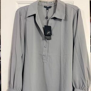 Adrianna Papell Light Gray Blouse